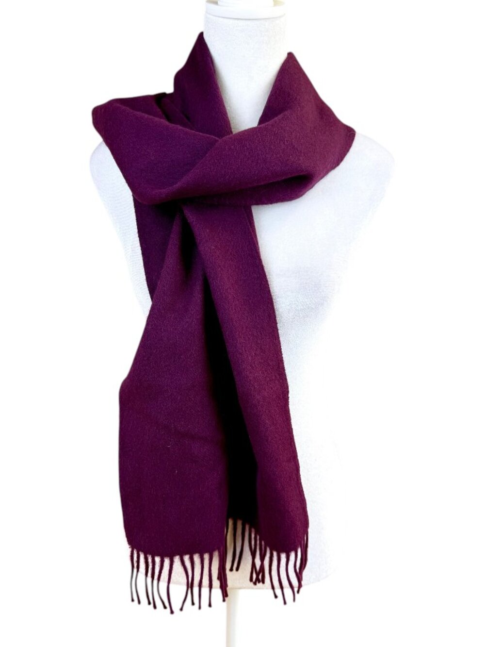 Pacas Scarf Baby Alpaca Burgundy Wine Fringe Peruvian (OS)